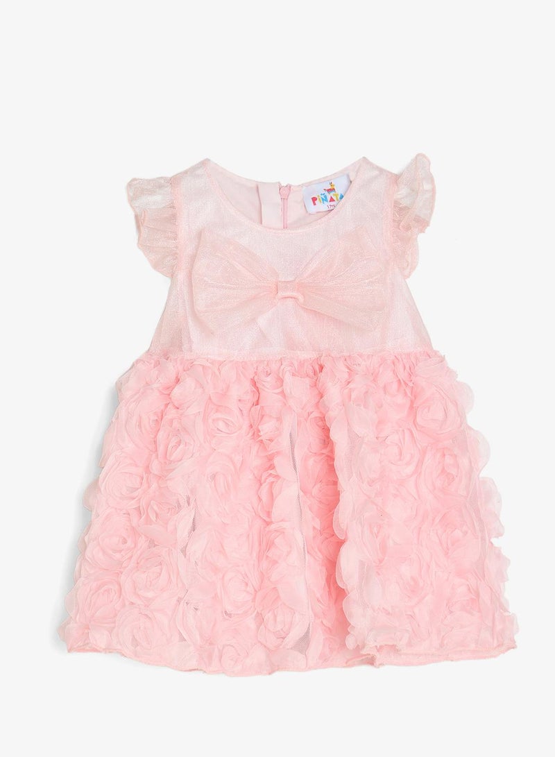 Pinata Floral Textured Bow Occasion Dress - Image 1